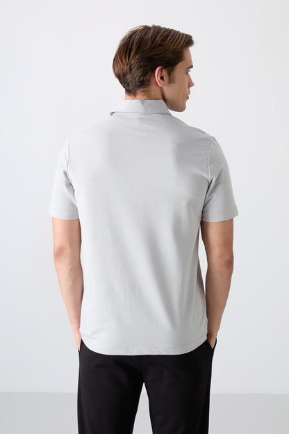 Stone Basic Logo Standard Mold Knitted Polo Collar Men's T-Shirt - 87748