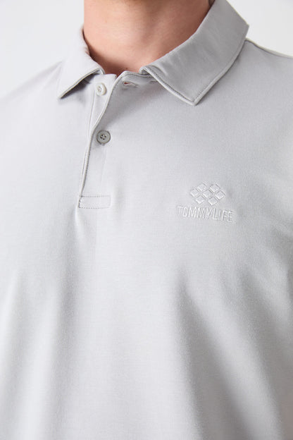 Stone Basic Logo Standard Mold Knitted Polo Collar Men's T-Shirt - 87748
