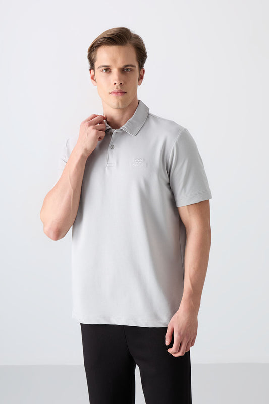 Stone Basic Logo Standard Mold Knitted Polo Collar Men's T-Shirt - 87748