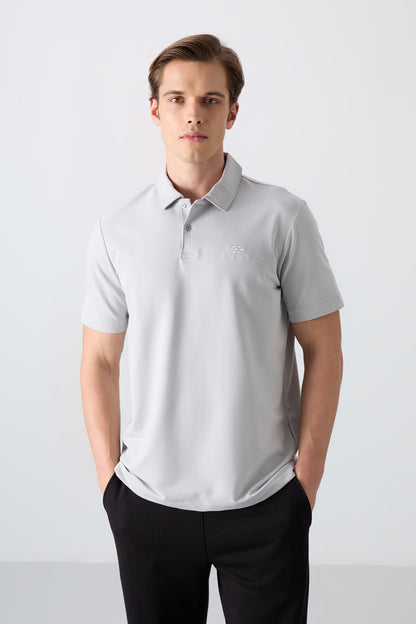 Stone Basic Logo Standard Mold Knitted Polo Collar Men's T-Shirt - 87748