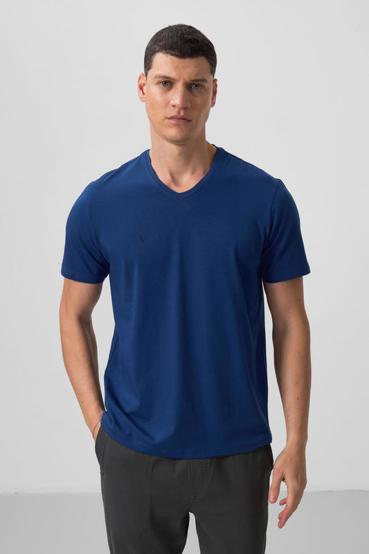 Parliament Basic Short Sleeve Standard Fit V-Neck Men's T-Shirt - 87912