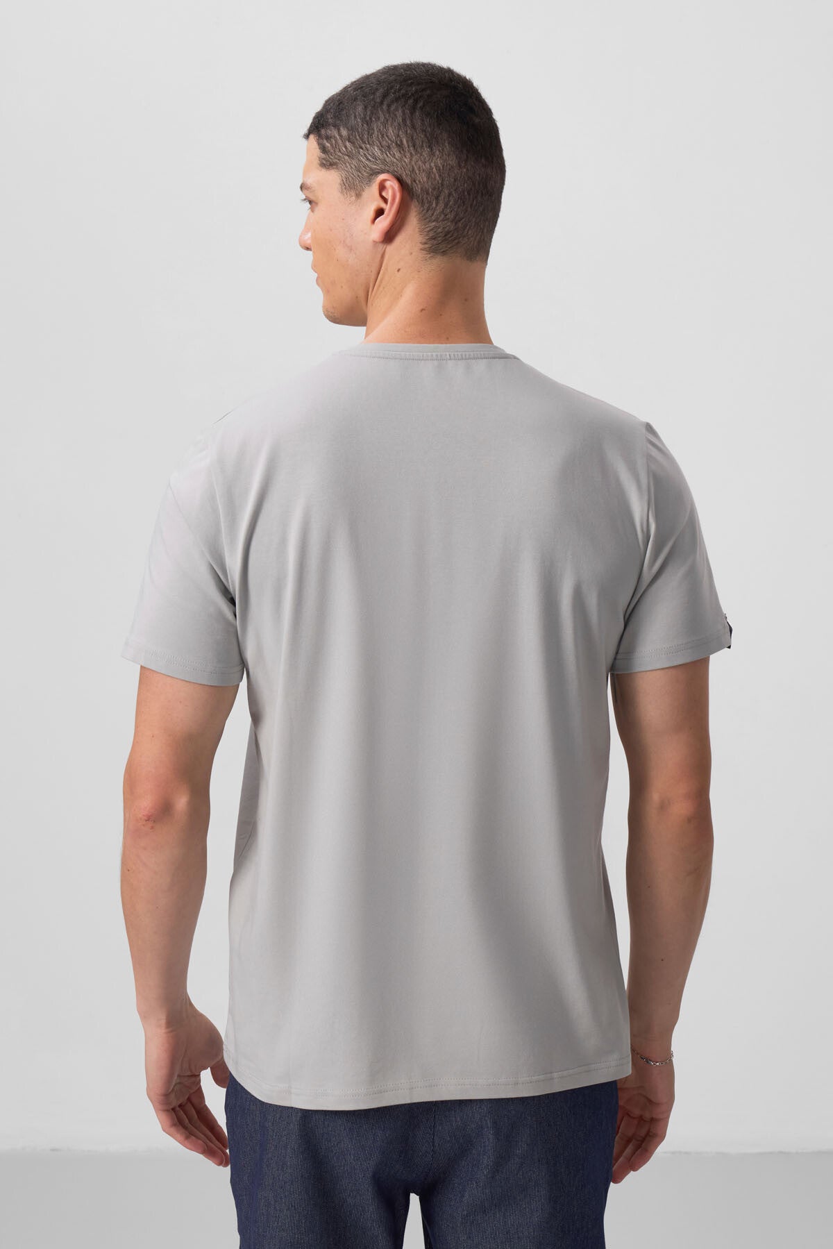 Stone Basic Short Sleeve Standard Fit V Neck Men's T-Shirt - 87912