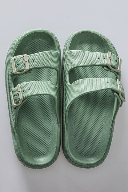 Mint green High-Soled Double Buckle Men's Slippers -89302