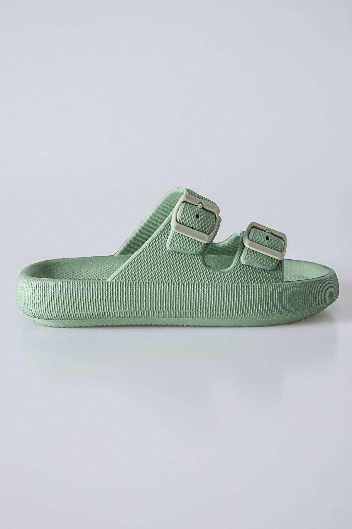 Mint green High-Soled Double Buckle Men's Slippers -89302