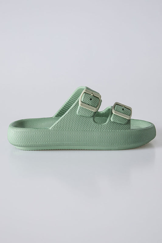 Mint green High-Soled Double Buckle Men's Slippers -89302