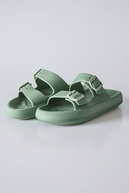 Mint green High-Soled Double Buckle Men's Slippers -89302