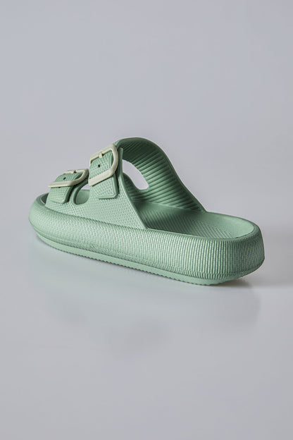 Mint green High-Soled Double Buckle Men's Slippers -89302