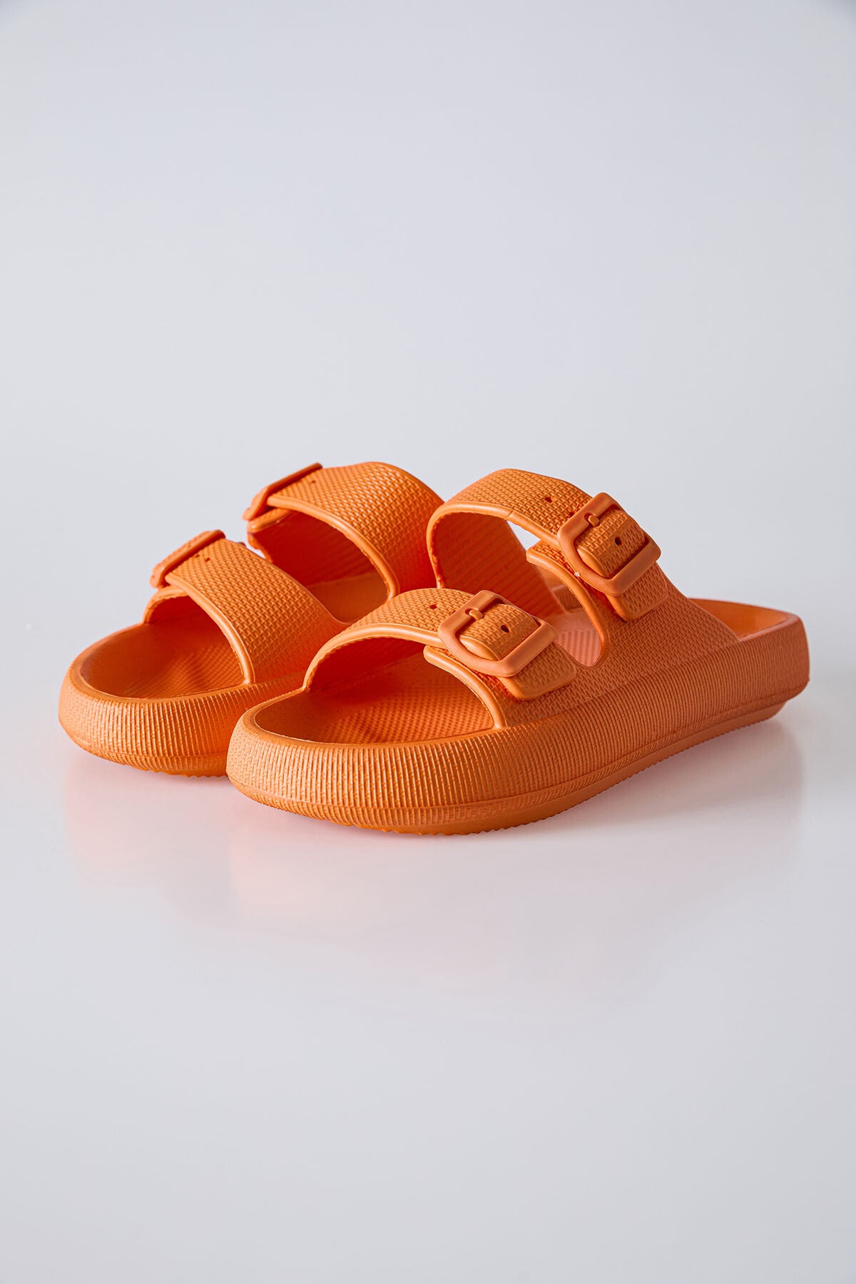 Orange High-Sole Double Buckle Men's Slippers -89302