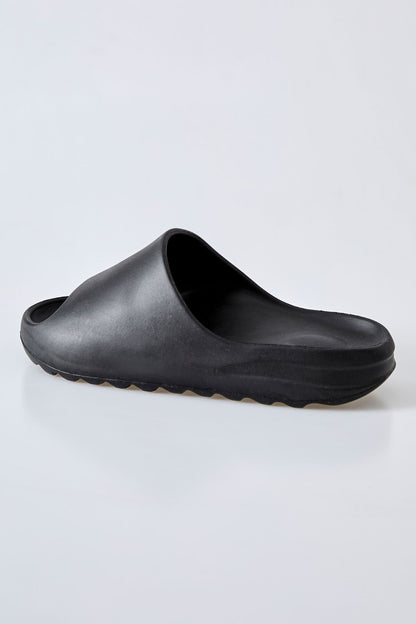 Black High-Sole Strapped Men's Slippers -89301