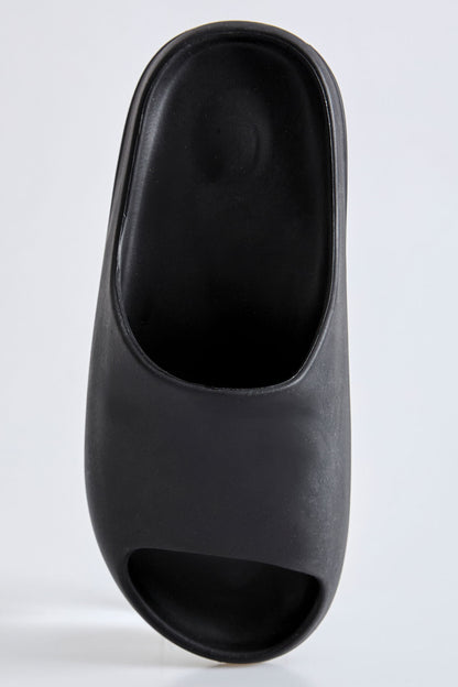 Black High-Sole Strapped Men's Slippers -89301