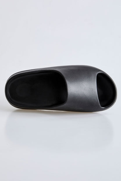 Black High-Sole Strapped Men's Slippers -89301