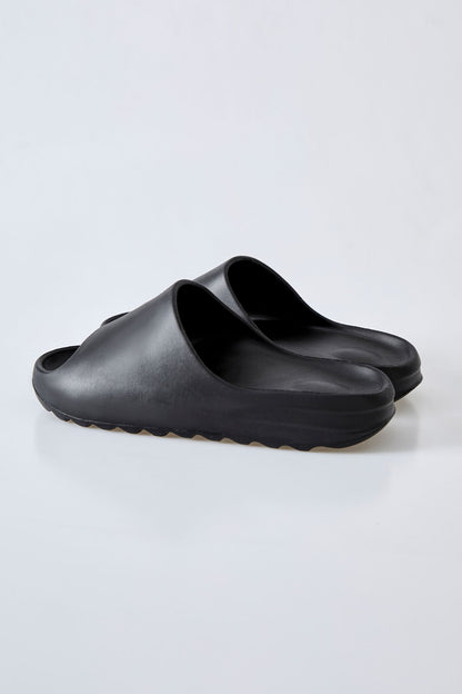 Black High-Sole Strapped Men's Slippers -89301