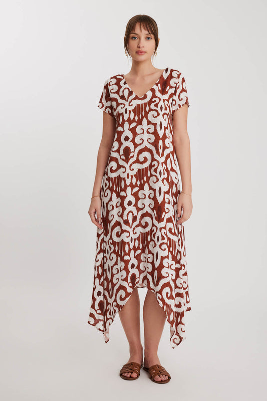 ETHNIC PATTERN ASYMMETRIC SEGMENT DRESS