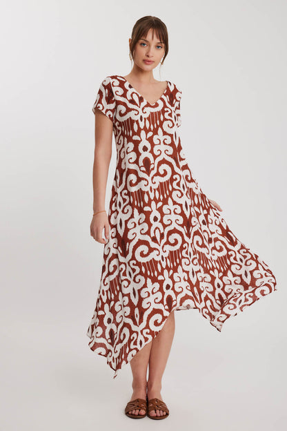 ETHNIC PATTERN ASYMMETRIC SEGMENT DRESS