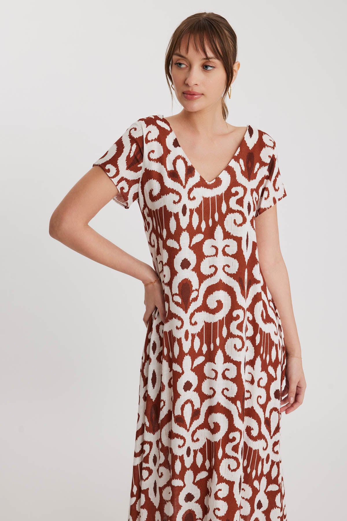 ETHNIC PATTERN ASYMMETRIC SEGMENT DRESS