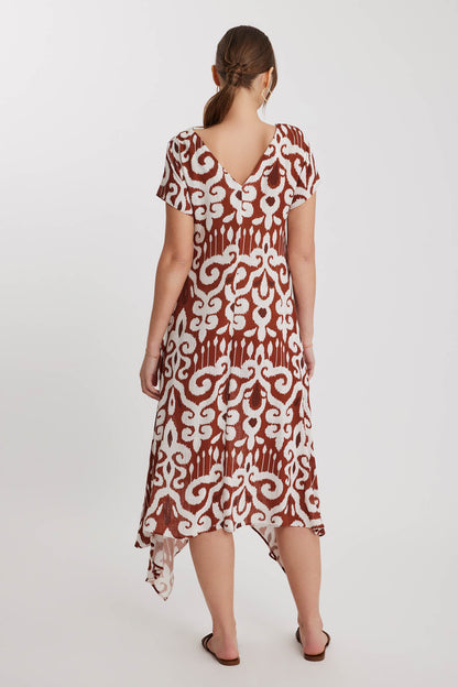 ETHNIC PATTERN ASYMMETRIC SEGMENT DRESS