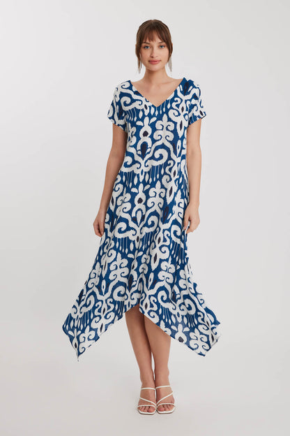 ETHNIC PATTERN ASYMMETRIC SEGMENT DRESS