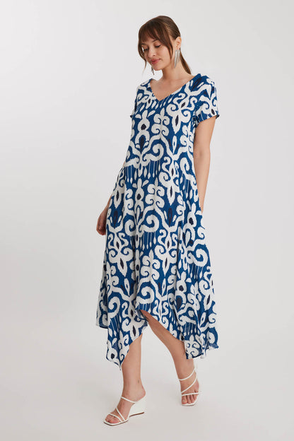 ETHNIC PATTERN ASYMMETRIC SEGMENT DRESS