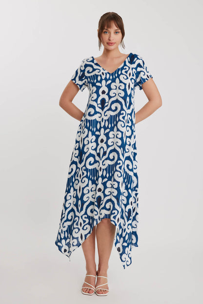 ETHNIC PATTERN ASYMMETRIC SEGMENT DRESS