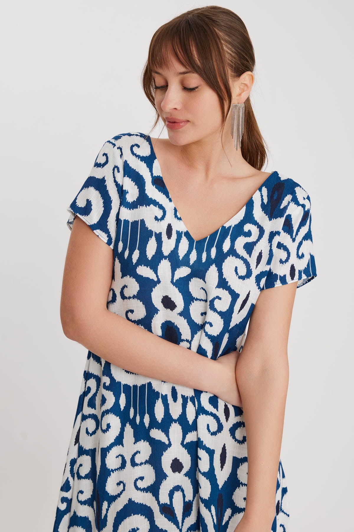 ETHNIC PATTERN ASYMMETRIC SEGMENT DRESS