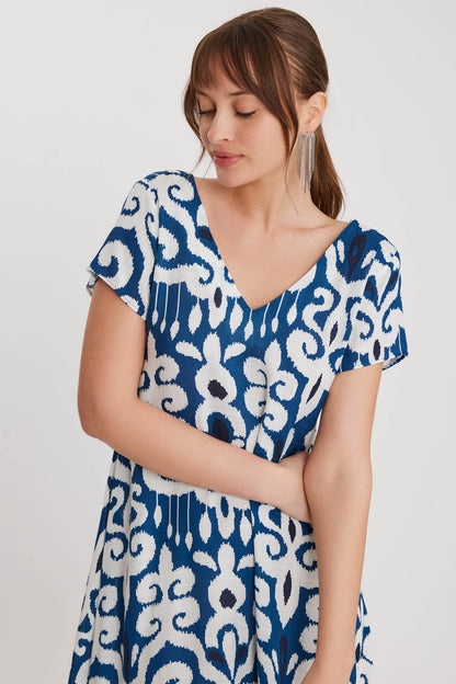 ETHNIC PATTERN ASYMMETRIC SEGMENT DRESS