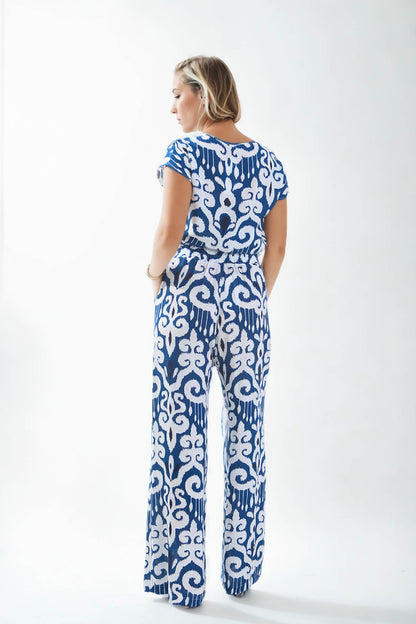 ETHNIC PATTERN COMFORTABLE TROUSERS WITH ELASTANE WAIST