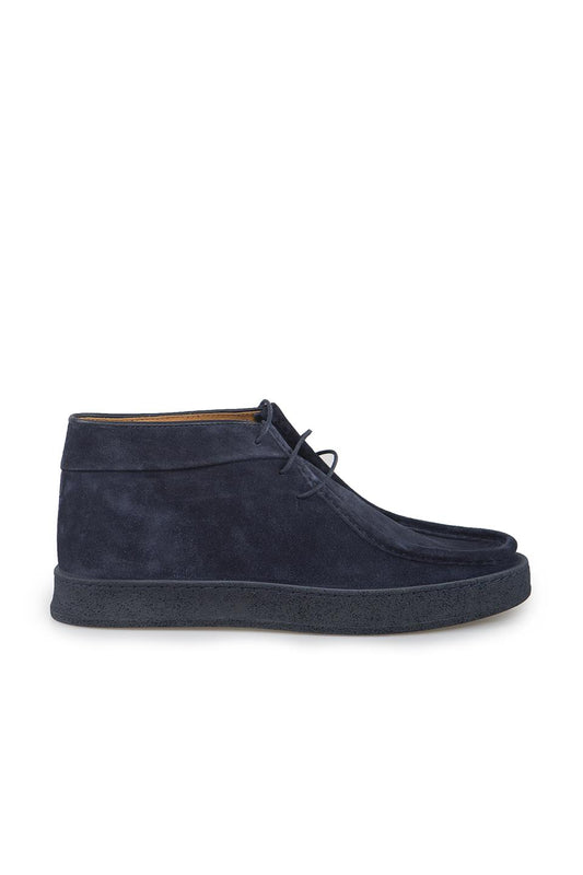 Navy 100% Leather Laced Sweat Boat