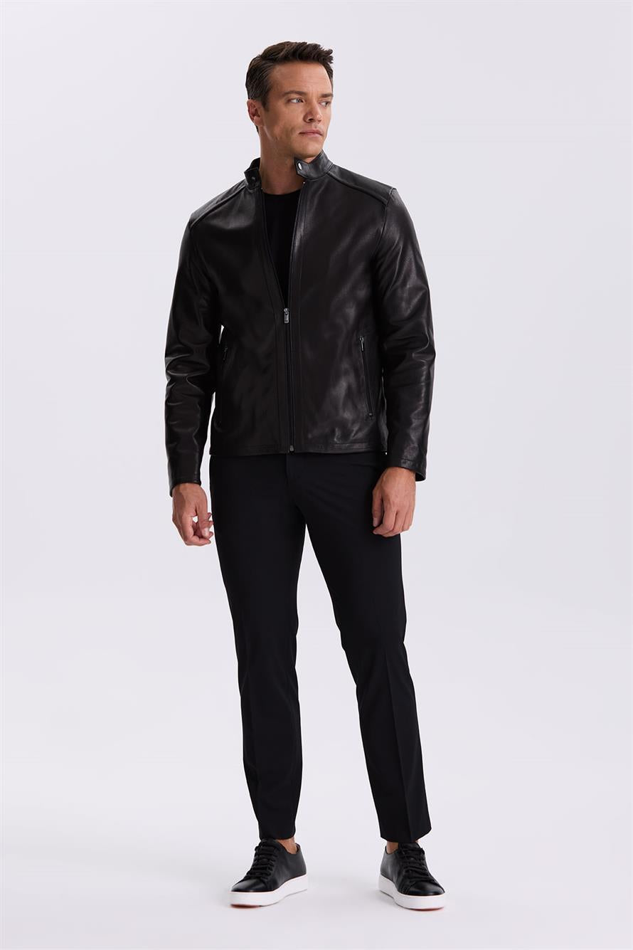 Black Comfort Fit With A 100% Leather Collar
