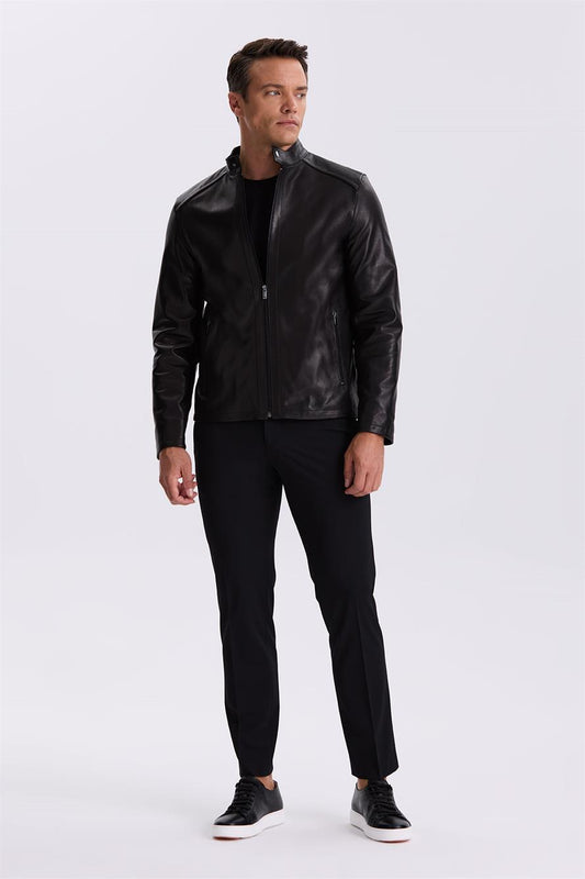 Black Comfort Fit With A 100% Leather Collar