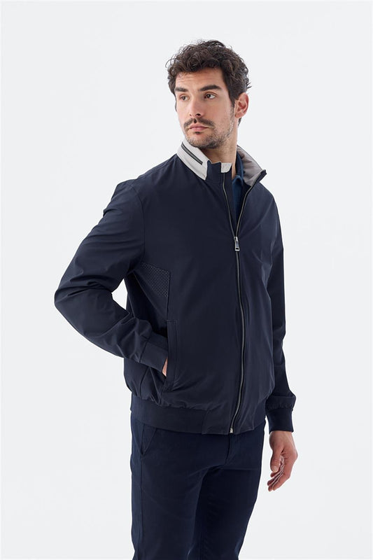 Navy Comfort Fit Hooded Comfortable Seasonal Sports Jacket