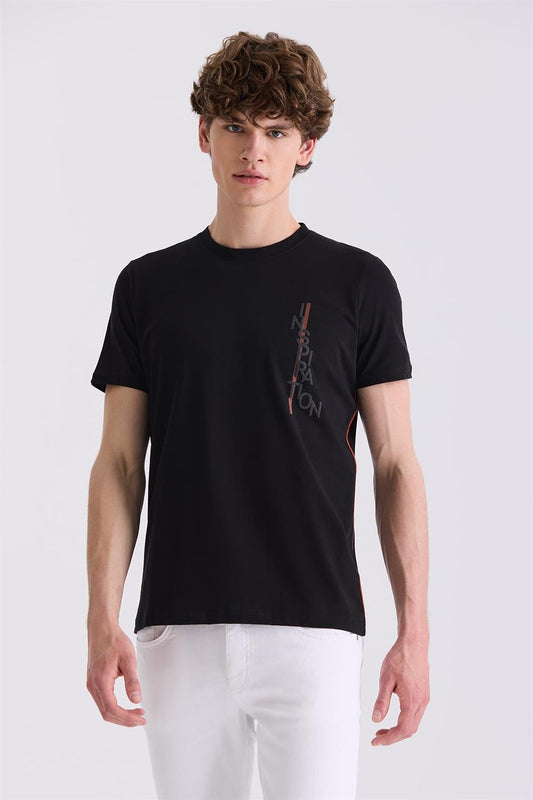 Slim Fit Round Collar T Shirt.