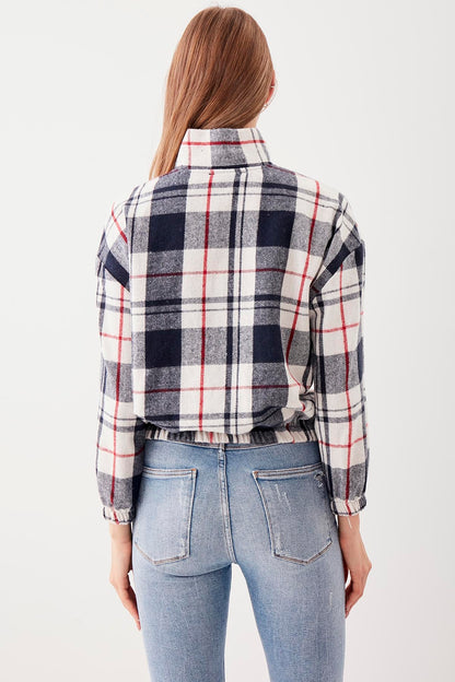 STEEP COLLAR PLAID DESEN SWEAT WITH ZIPPER