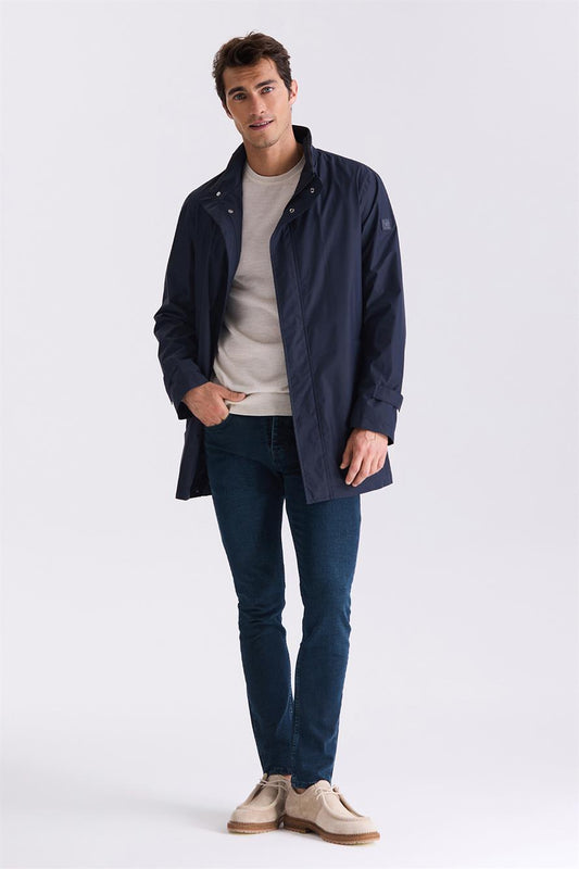 Navy Regular Fit Judge Collar Jacket