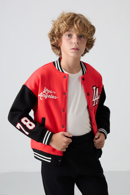 Fiesta Cotton Thick Furry Lined Soft Textured Standard Fit Embroidered Boys' College Jacket - 11258