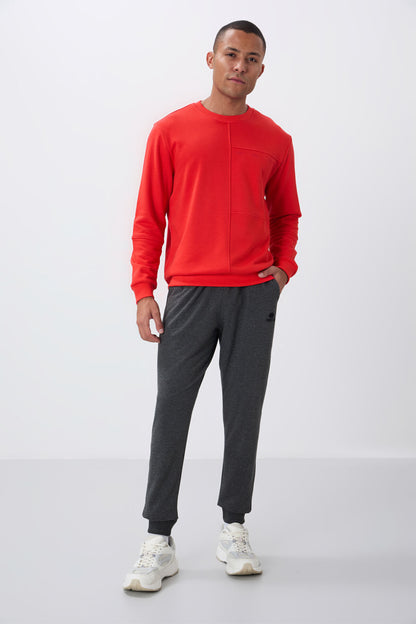 Fiesta Compact Cotton Thick Smooth Textured O Collar Standard Fit Men's Sweatshirt -88405