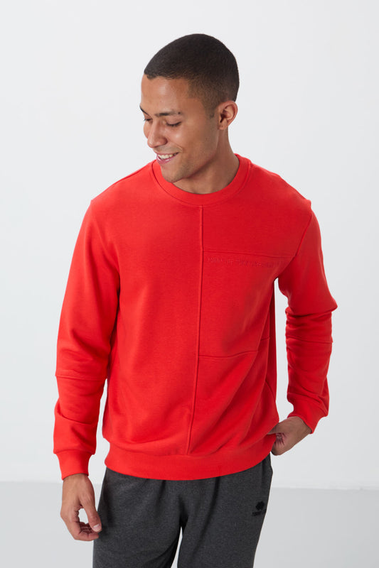 Fiesta Compact Cotton Thick Smooth Textured O Collar Standard Fit Men's Sweatshirt -88405