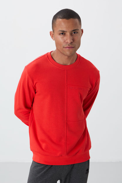 Fiesta Compact Cotton Thick Smooth Textured O Collar Standard Fit Men's Sweatshirt -88405
