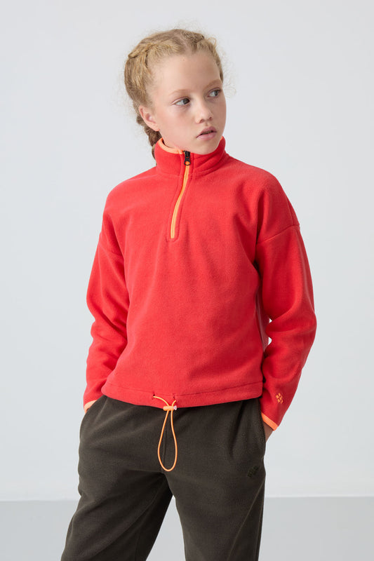Fiesta Thick Soft Textured Standard Fit Embroidered Fleece Girls' Sweatshirt - 75151