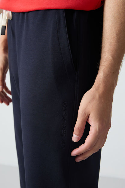 Fiesta Navy Blue Cotton Thick Soft Textured Oversize Fit Basic Men's Tracksuit Set - 85261