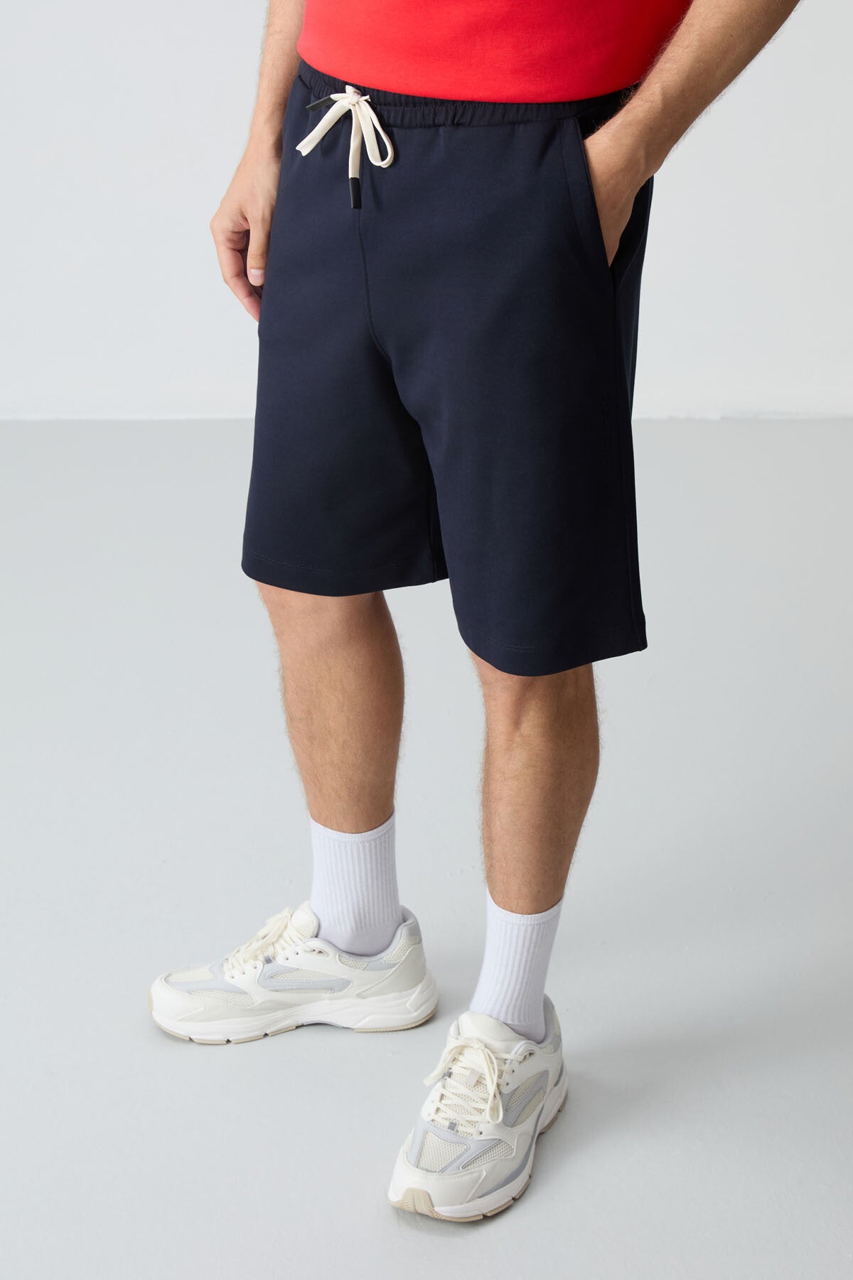 Fiesta Navy Blue Cotton Thick Soft Textured Oversize Fit Basic Men's Shorts Set - 85257