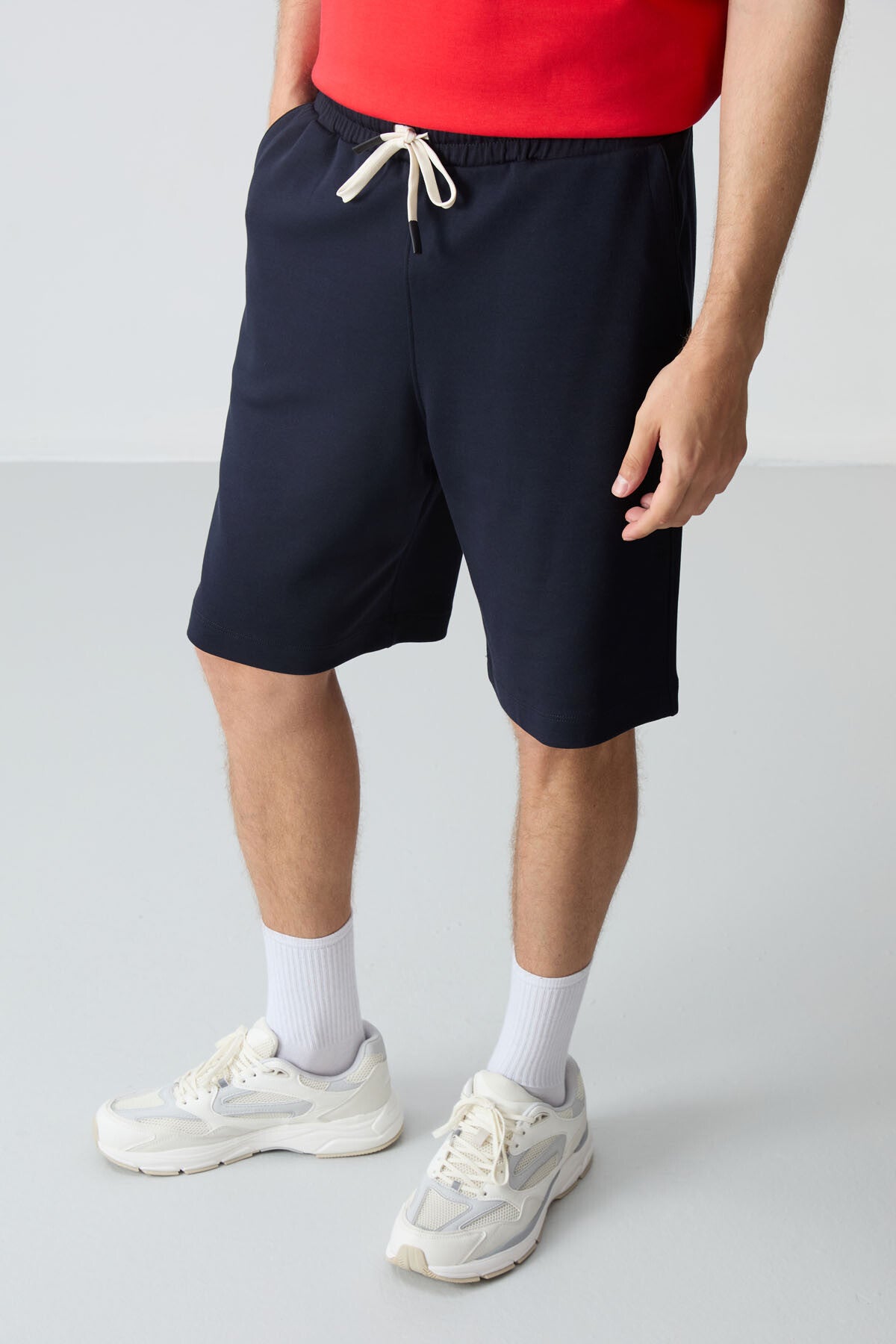 Fiesta Navy Blue Cotton Thick Soft Textured Oversize Fit Basic Men's Shorts Set - 85257