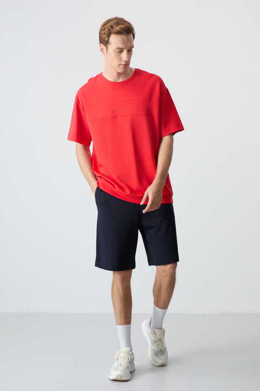 Fiesta Navy Blue Cotton Thick Soft Textured Oversize Fit Basic Men's Shorts Set - 85257