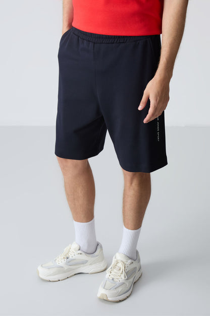 Fiesta Navy Blue Cotton Thick Soft Textured Oversize Fit Basic Men's Shorts Set - 85258