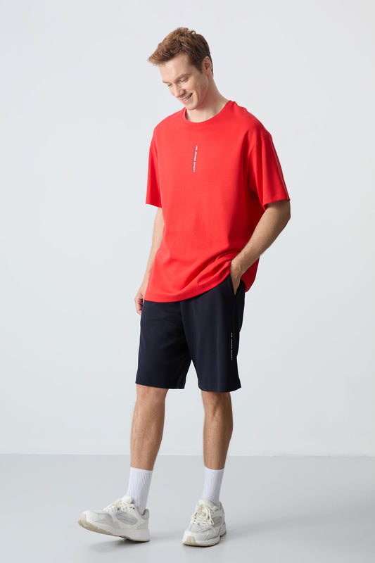 Fiesta Navy Blue Cotton Thick Soft Textured Oversize Fit Basic Men's Shorts Set - 85258