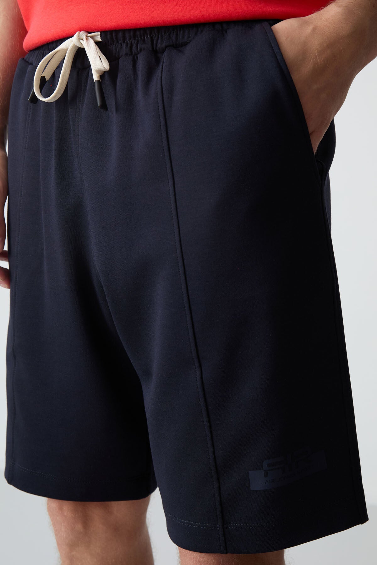 Fiesta - Navy Blue Cotton Thick Soft Textured Oversize Fit Basic Men's Shorts Set - 85259