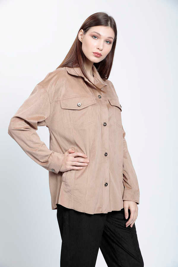 STRIPPED VELVET FABRIC LUMBERJACK SHIRT