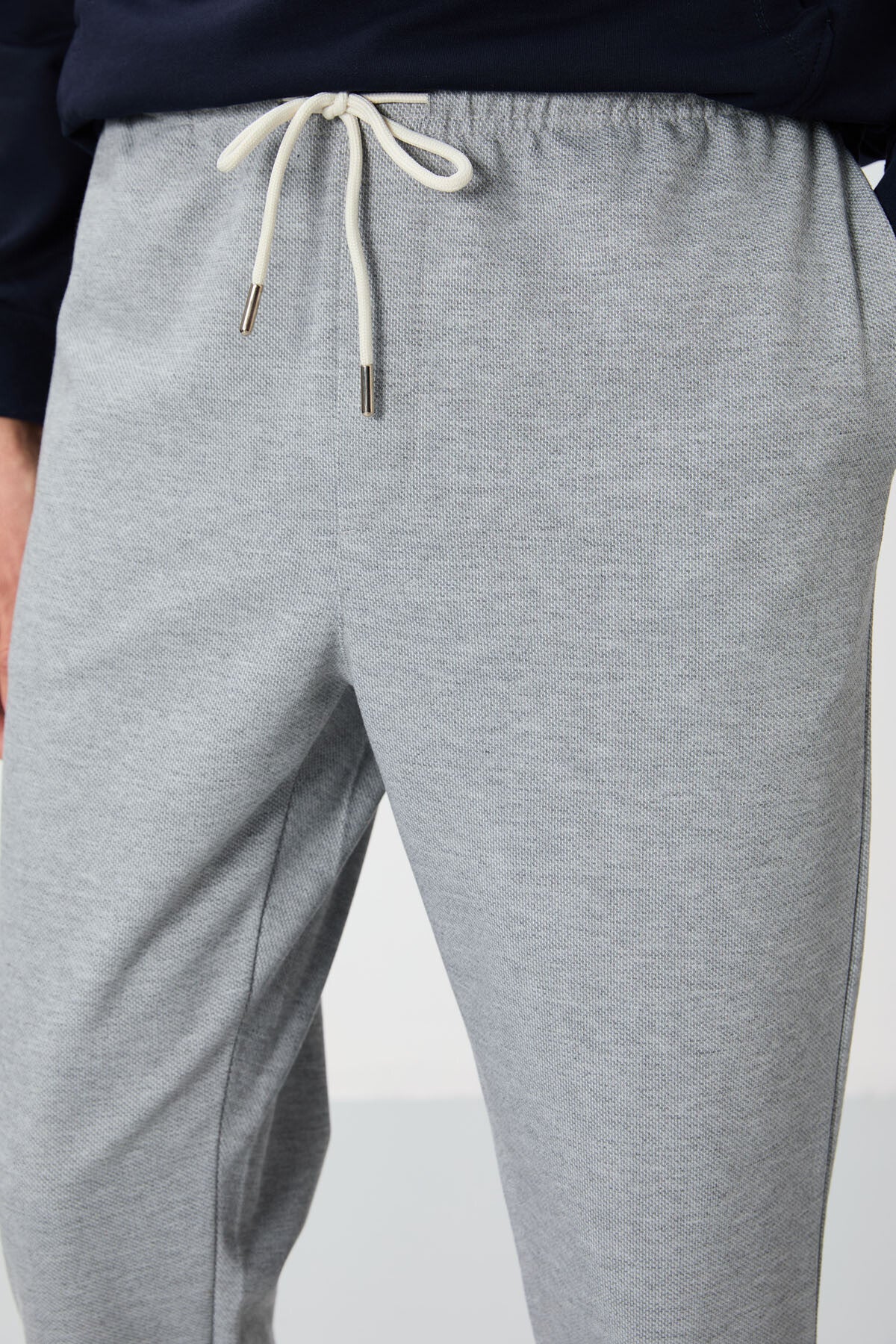 Grey Melange Textured Surface Standard Fit Men's Tracksuit Bottom - 82156