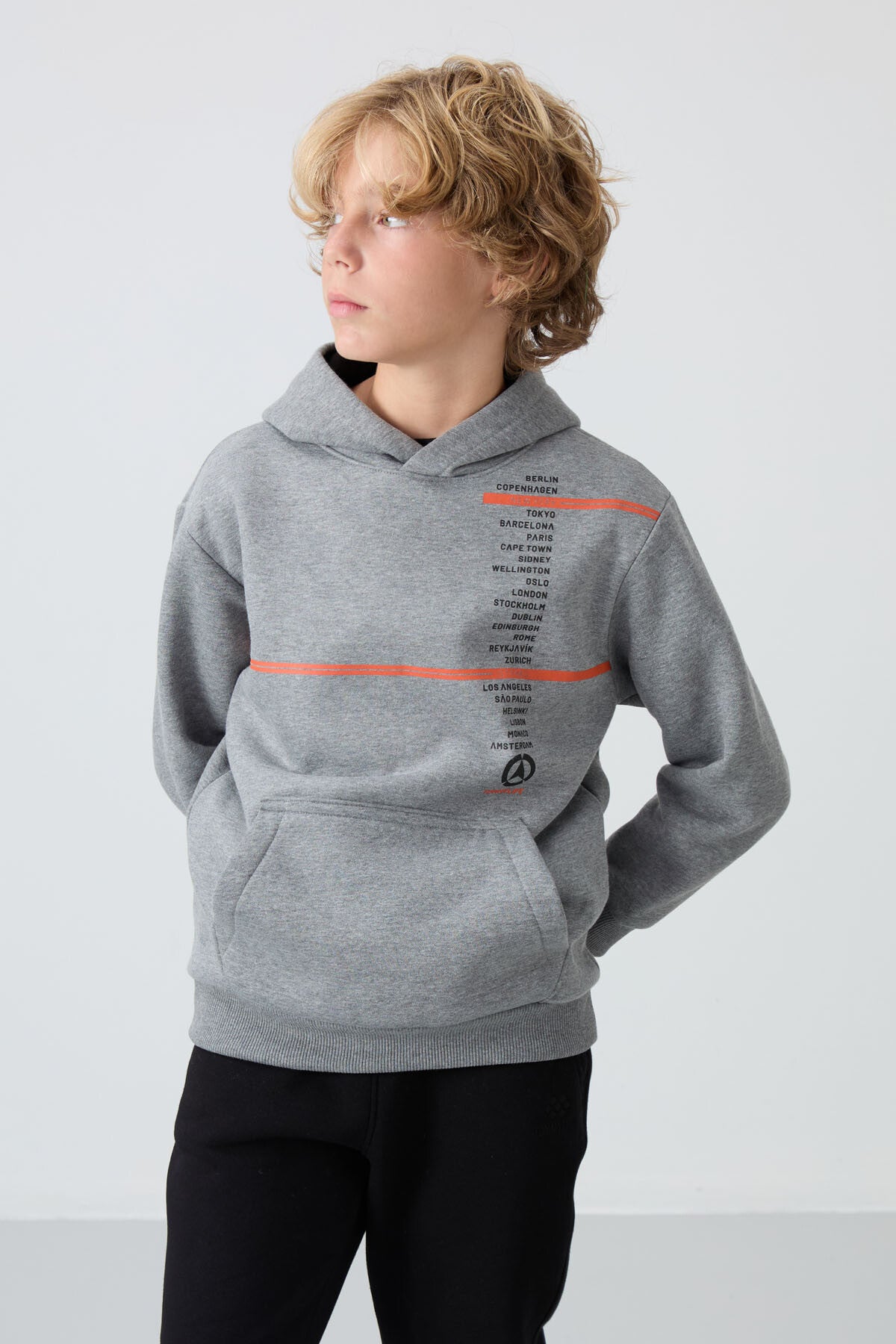 Grey Melange Cotton Thick Fleece-Lined Soft Textured Standard Fit Printed Boys' Sweatshirt - 11239