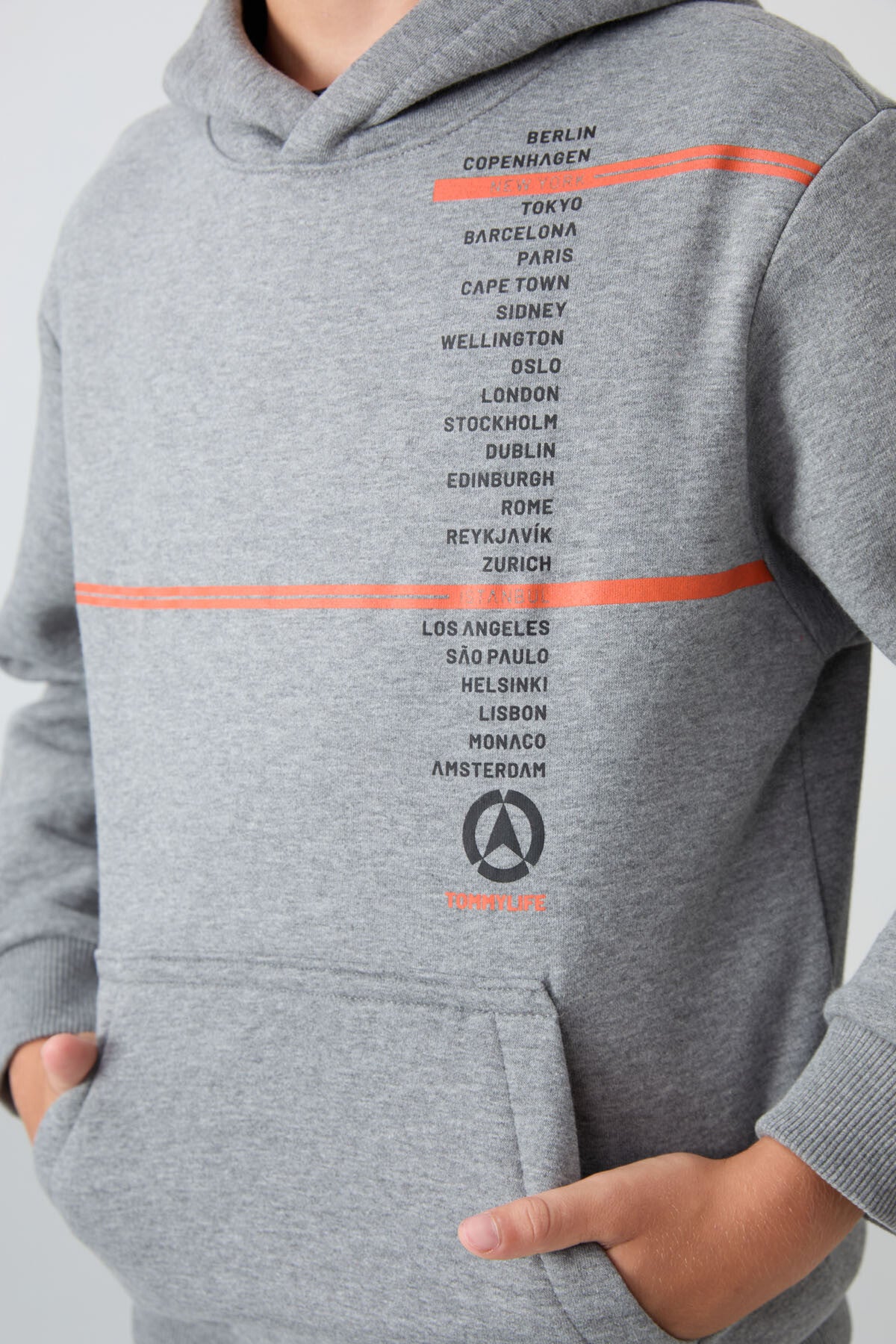 Grey Melange Cotton Thick Fleece-Lined Soft Textured Standard Fit Printed Boys' Sweatshirt - 11239
