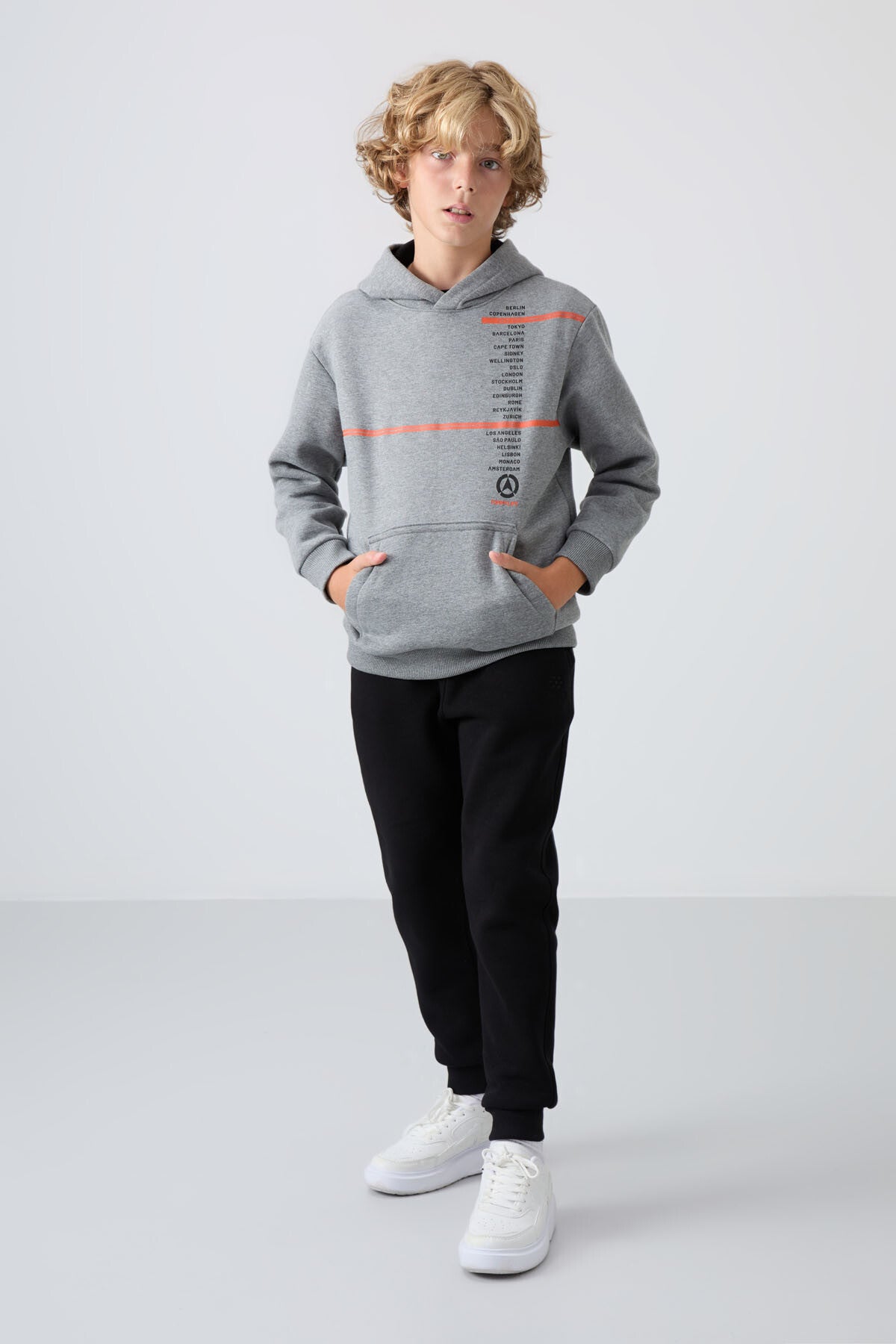 Grey Melange Cotton Thick Fleece-Lined Soft Textured Standard Fit Printed Boys' Sweatshirt - 11239